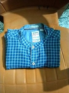Blue Checkered Button-Down Shirt