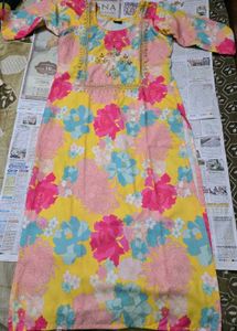 Vibrant Yellow Floral Kurta Set with Dupatta