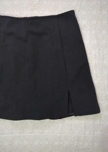 Black A-Line Mini Skort with Slits