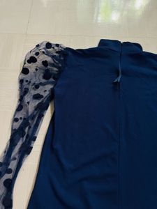 Stylish Navy Blue Top with Puff Sleeves