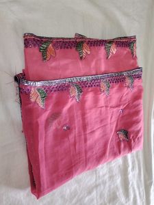 Beautiful Pink Embroidered Saree