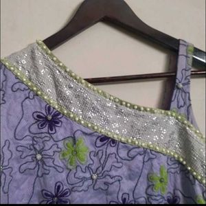 Embroidered Cotton Top And Kurta