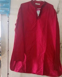 Vibrant Red full sleeves men's Cotton Kurta
