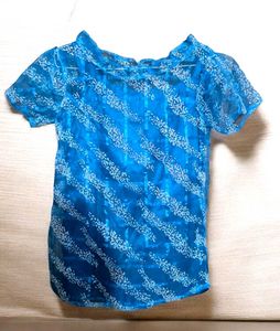Blue Sheer tissue Top Blouse