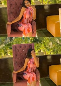 Stylish Pink Printed Maxi Dress