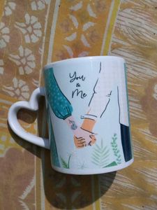Cute "You & Me" Heart Handle Mug