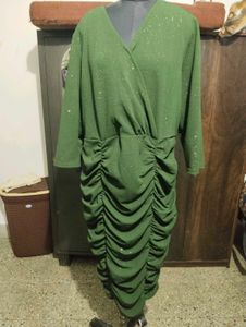 Green Ruched Bodycon plus size  Dress