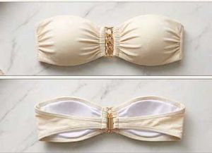 Strapless Bikini Top with Gold Chain Detail