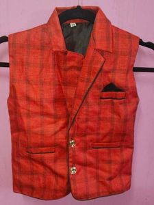 Stylish Red Checked Nehru Jacket❤️
