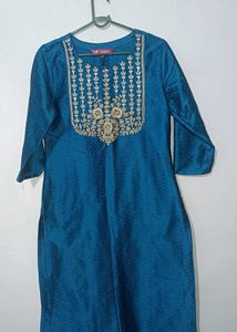 Teal Embroidered Kurta