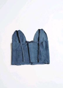 y2k Denim Halter Neck Crop Top