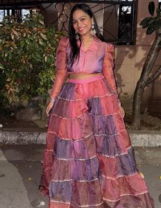 Pink & Purple Tiered Skirt Set