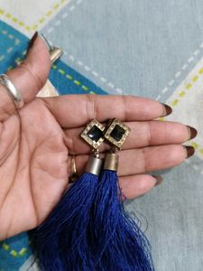 combo set# Chic Tassel Earrings - Blue &amp; Beige