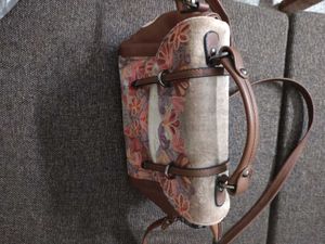 Embroidered Suede &amp; Leather Handbag (kashmiri hand