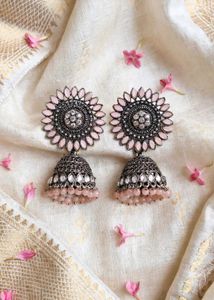 🆕Pink Stone Jhumka Earrings