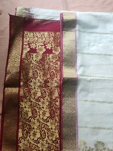 Off White Maroon Saree