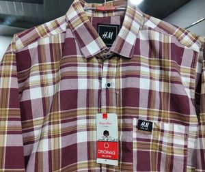 Men's Burgundy Plaid H&amp;M Shirt