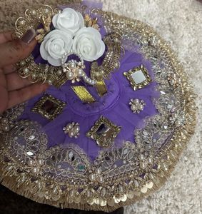 Ornate Purple Laddu Gopal fancy dress with pagdi