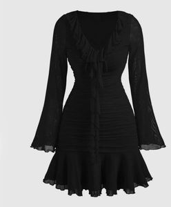 Elegant Black Ruffled Dress