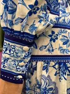 Blue &amp; White Floral Print Dress