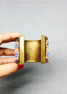 Beaded Cuff Brass Bracelet