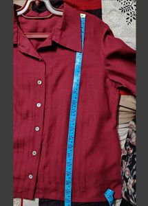 Vintage Maroon Button-Up Blouse