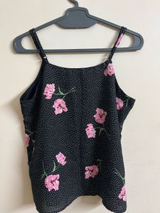 Black Floral Spaghetti Strap Top