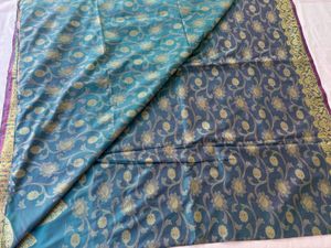 Elegant Teal &amp; Purple Banarasi Silk Saree