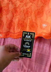 Vibrant Orange Chikankari Palazzo Pants
