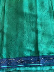 Teal Green Saree With Navy Blue Blouse