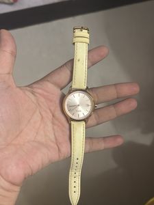 Titan Elegant Rose Gold Watch with Cream Strap