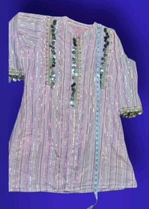 Kashmiri kurti Women's Premium Sequin Stripe Kurt