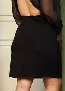 Chic Black Dress with Sheer Sleeves