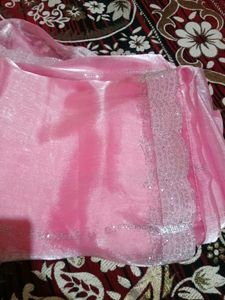 Beautiful Pink Saree with Sequins