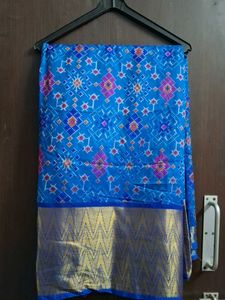 Elegant Blue Patola Print Saree