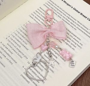 Cute Pink Bow Charm Keychain