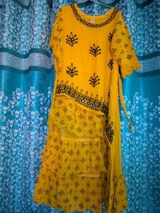 Girls Yellow Embroidered Dress