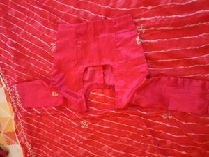 Beautiful Red Saree with Blouse ❤️