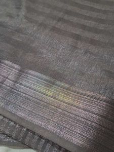 Elegant Coffee Brown Striped Saree