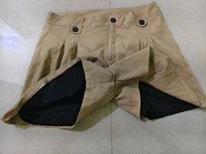 Stylish Beige Pleated Shorts