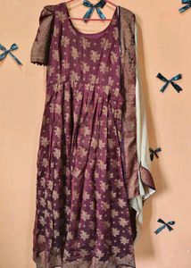 brown dress with duppata