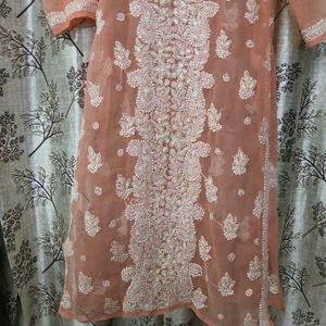 Elegant Peach Chikankari Kurta
