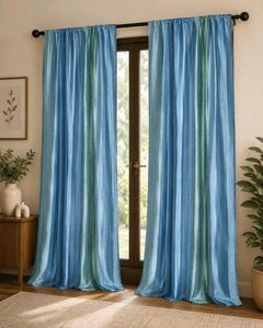 Blue Glace Cotton Curtains (Pack of 1)