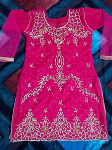 Vibrant Pink Embroidered Kurta Set