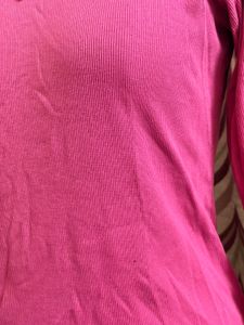 Pink Ribbed Long Sleeve Top