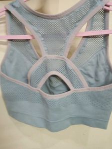 Light Blue Mesh Sports Bra