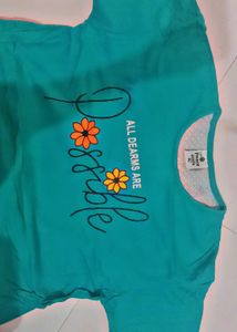Cute Teal Graphic Tee &amp; Pink Mini Dress