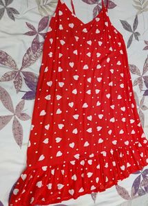 Red Heart Print Sundress