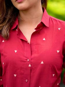 Maroon Kurta Set with Triangles