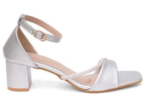 Elegant Silver Heeled Sandals